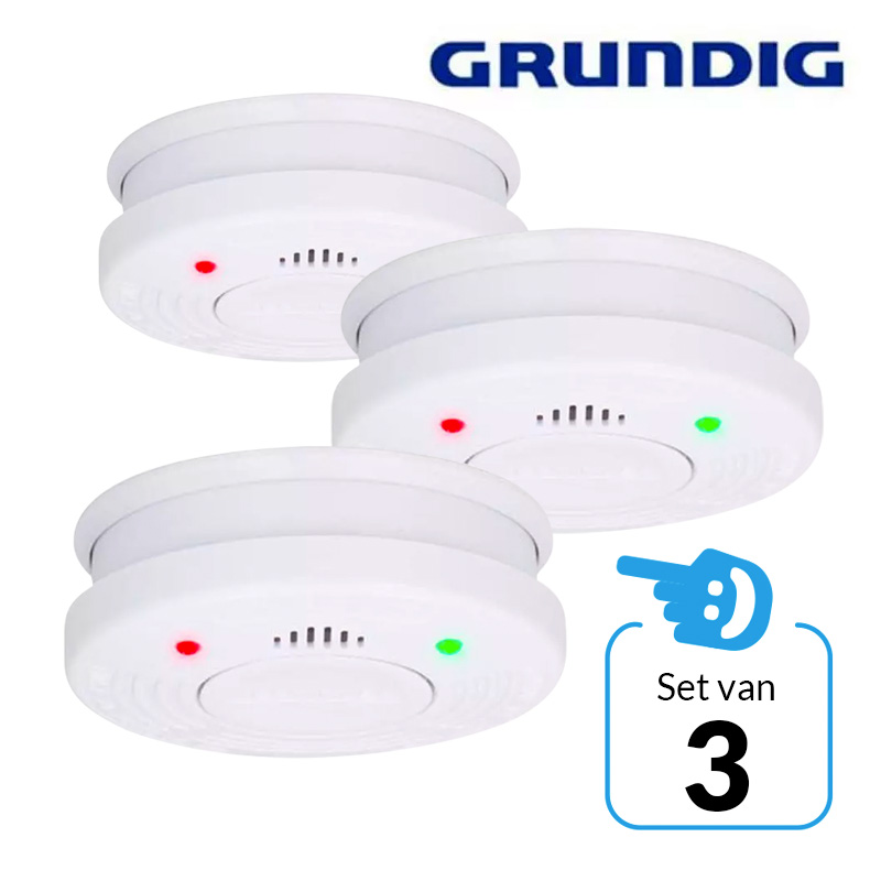 Set van 3 optische rookmelders met sensor